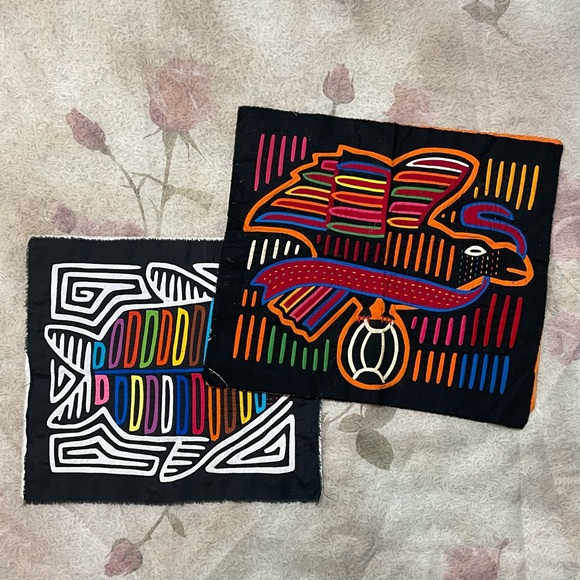 Vintage Kuna Mola Panama Columbia Unframed Traditional Textile Art BIRD - Picture 10 of 10